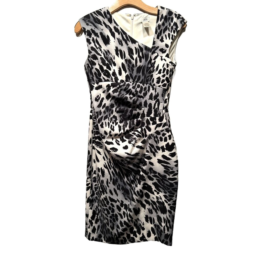 Cach Leopard Print Bodycon Dress Size 2 Xs Ruched… - image 1
